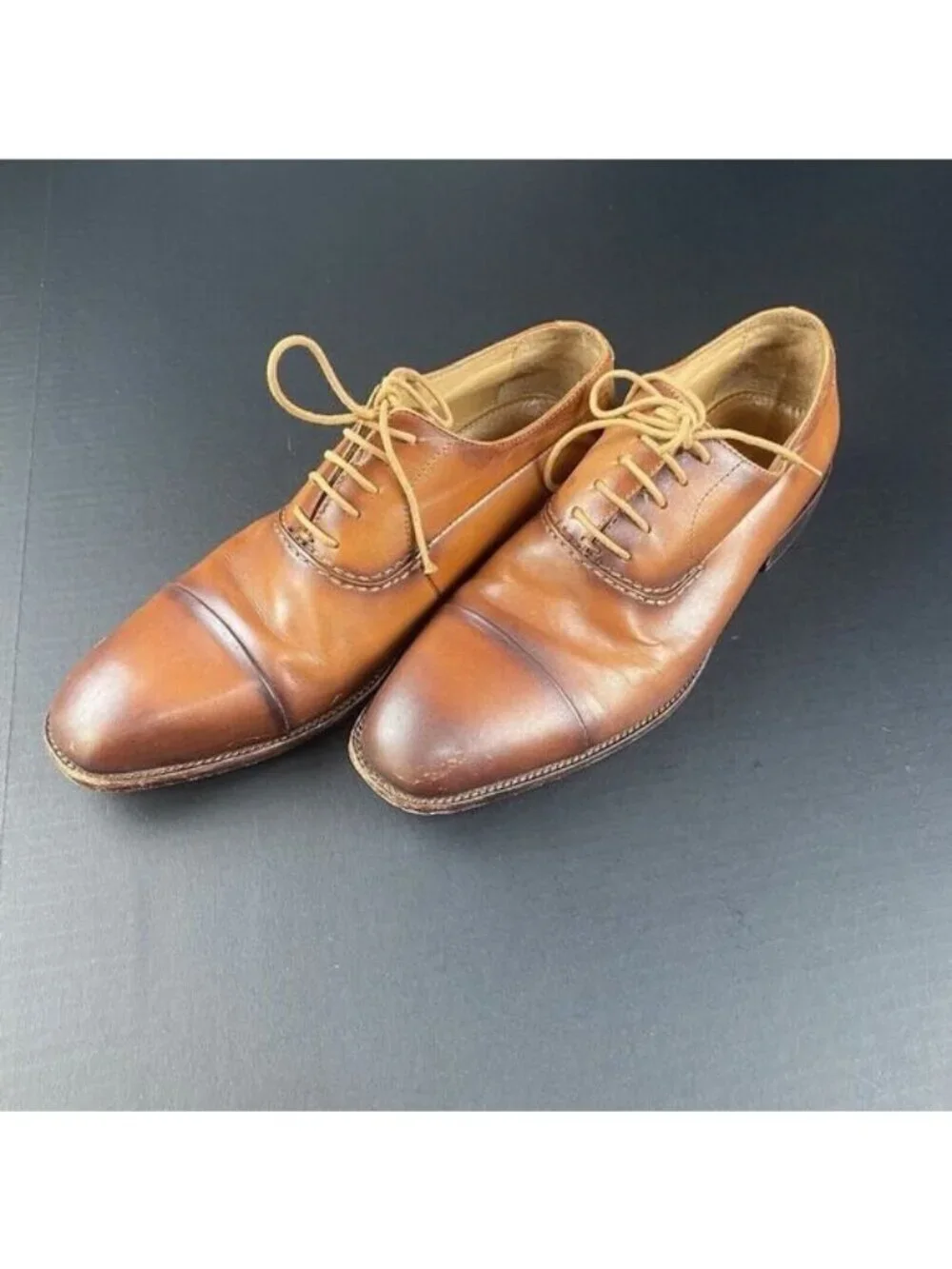 HART SCHAFFNER MARX Size 8 Brown Leather Lace-Up Oxford Men's Shoes HK349S96